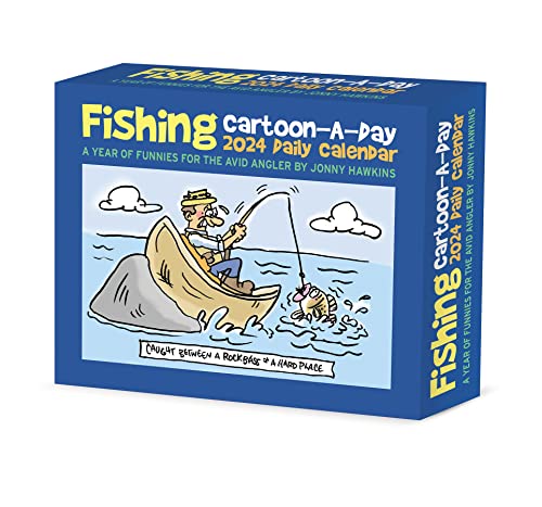 Willow Creek Press Fishing Cartoon-A-Day by Jonny Hawkins Daily 2024 Box/Desk Calendar (5.86' x 4.72')