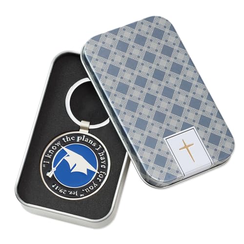 Christian Art Gifts Graduation Cap - Jeremiah 29:11 Black Metal Keychain Keyring Accessory for Graduates