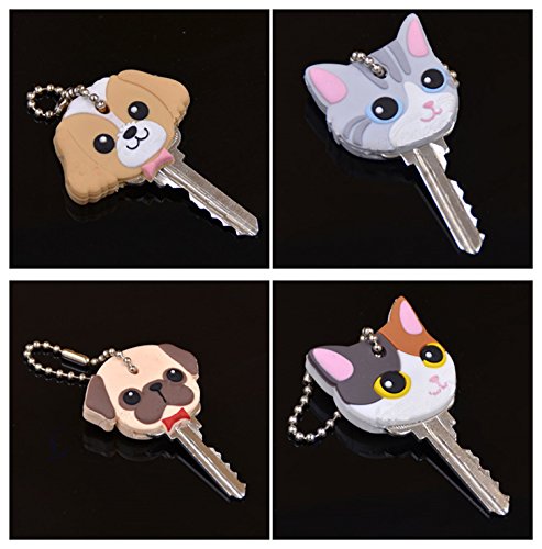 Yosoo Super Funky Dog and Cat Key Key Identifier Key Covers, 4 Pack, Assorted in Color and Style