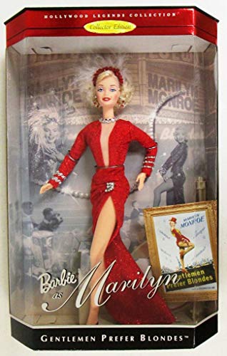 Barbie Collector Edition Year 1997 Hollywood Legends Collection 12 Inch Doll - Barbie as Marilyn in 'Gentlemen Prefer Blondes' Movie with Red Gown, Hat, Earrings, Shoes, Doll Stand and Certificate of Authenticity