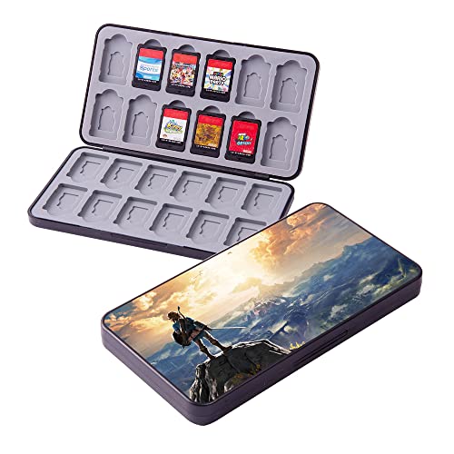 PERFECTSIGHT Switch Game Card Case for Nintendo Switch Lite/ Switch OLED, Cute Kawaii Portable Thin Compact Hard Shell Case, NS Protective Shockproof Holder Storage Box with 24 Cartridge Slots, Zelda