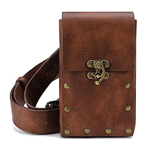Steampunk Waist Bag Fanny Pack Fashion Gothic Leather Shoulder Crossbody Messenger Bags Thigh Leg Hip Holster Purse Travel Pouch Hiking Sport Chain Bags for Women Men