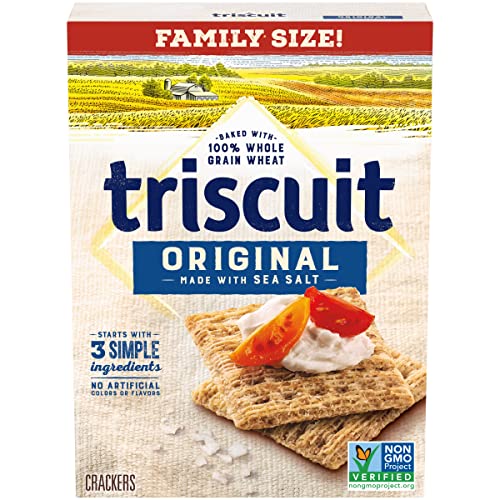 Triscuit Original Whole Grain Wheat Crackers, Vegan Crackers, Family Size, 12.5 oz