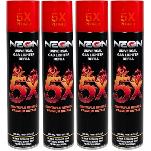 NEON Butane Premium 5X Refill 300ML (4 Pack), Quintuple Refined Premium Butane, in Supply Syndicate Packaging