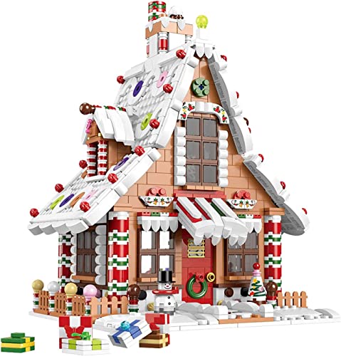 Christmas Gingerbread House Kit Building Block Set Toys, ​with Led Light, Christmas Gift for Advent Calendar 2023 (1620 Pieces)