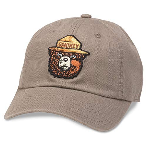 AMERICAN NEEDLE Smokey Bear Adjustable Buckle Strap Baseball Hat, Washed Slouch Collection, Moss (20001C-SBEAR-MOSS)