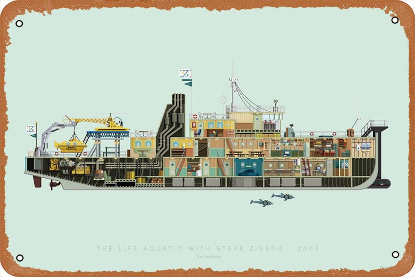 The Life Aquatic With Steve Zissou Poster Metal Tin Sign Retro Vintage 8x12 Inch Wall Decor