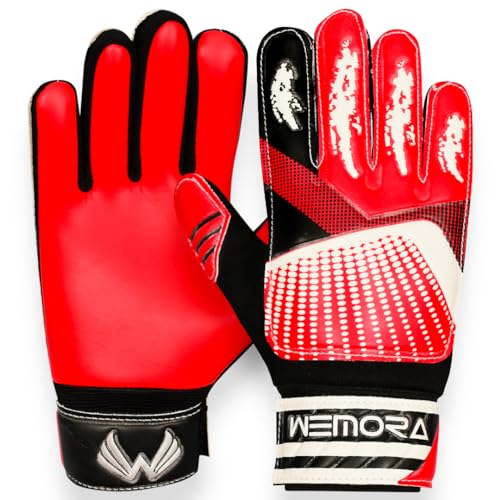 WEMORA Soccer Goalie Gloves for Kids Youth Junior Boys 4mm Anti Slip Latex Palm Grips Football Goalkeeper Gloves