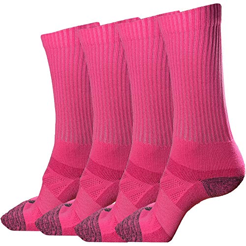 juDanzy 2 Pack of Men's Premium Athletic Sports Team Crew Socks for Football, Basketball and Lacrosse (Extra Large, Hot Pink)