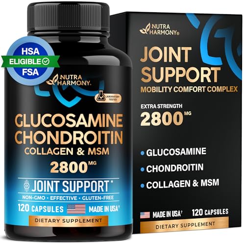 Glucosamine Chondroitin MSM Collagen | FSA HSA Eligible | Joint Support Supplement 2800 mg | Made in USA | FSA Approved Product Items | Flexibility Nutritional Vitamins | For Men & Women, 120 Capsules