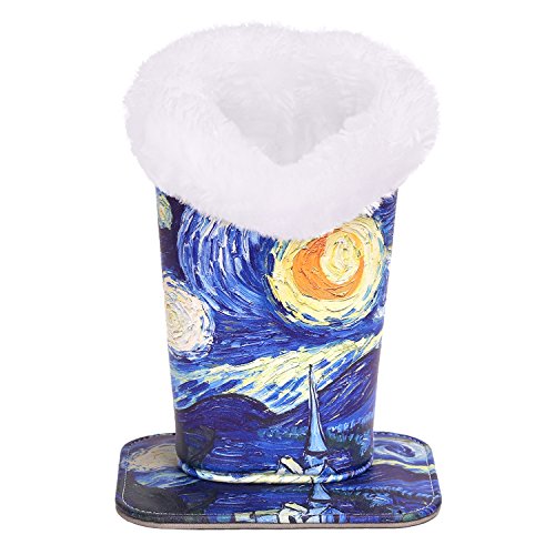 MoKo Eyeglasses Holder, Modern Velvet Plush Lined PU Leather Household Magnetic Holder Protective [Anti-scratch] [Dustproof] Stand Case for Eyeglass and Sunglasses, Starry Night