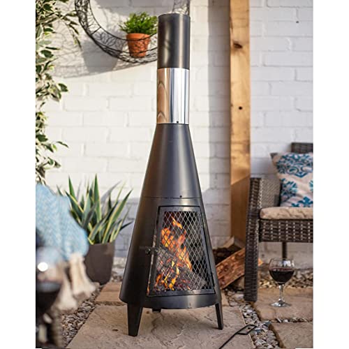 63 inch Tall Chiminea Outdoor Fireplace for Backyard and Patio - Wood Burning Rocket Fire Pit