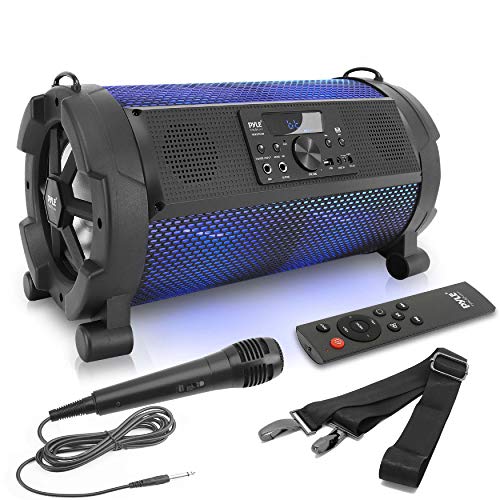 Pyle Wireless Portable Bluetooth Boombox Speaker - 500W 2.1Ch Rechargeable Boom Box Speaker Portable Barrel Loud Stereo System with Flashing LED, Digital LCD Display, AUX, USB - Pyle PBMSPG180