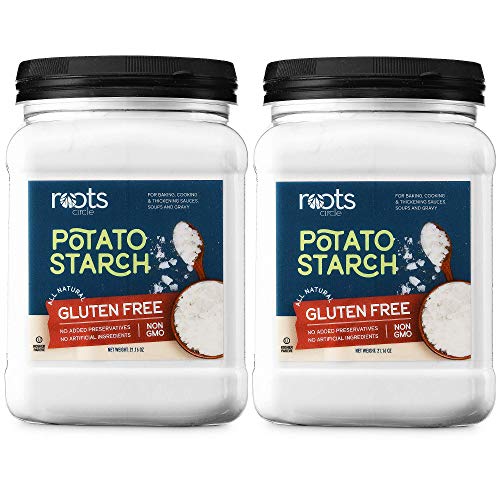 Roots Circle Gluten-Free Potato Starch | 2 Pack of 21oz Jars | No Preservatives or Artificial Ingredients | Kosher for Passover Thickener for Soups Stews, Gravies & Sauces