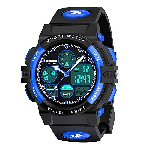 cofuo Kids Watches Boys for 5-12 Year Old, Kids Digital Sports Waterproof Watch for Kids Birthday Presents Gifts Age 5-12 Boys Girls Children Young Teen Outdoor Analog Electronic Watches Alarm-Blue