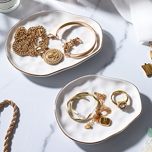 Jewelry Dish Set of 2, Large Jewelry Tray for More Jewelry Ring Dish Jewelry Bowl with Beautiful Package and Greeting Card Perfect for Birthday Gifts for Women