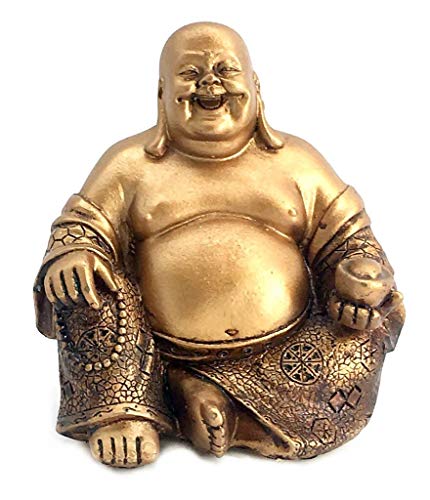 Bellaa 21770 A Golden Happy Buddha(Laughing Buddha) Feng Shui for Money and Wealths 6' Inches Copper