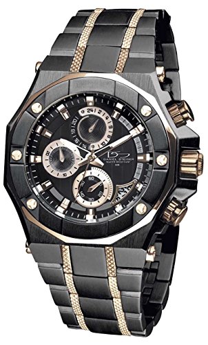Daniel Steiger Phantom RX Black & Rose Gold Luxury Men's Chronograph Watch - Premium Grade Stainless Steel - 50M Water Resistant - Chronograph Movement with Date Calendar - Multi-Layered Dial