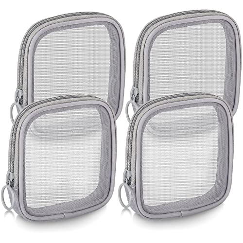 Weewooday 4 Pcs Mesh Makeup Bag Mesh Cosmetic Bag Travel Toiletry Bag Pouch with Zipper Mini Portable Makeup Cosmetic Travel Toiletry Purse Bag for Daily Accessories(Gray, Small)