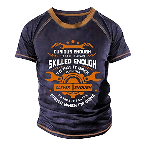 Men's Letter Graphic Print T Shirt,Men’s Short Sleeve Graphic T-Shirt Classic Cotton Tee Button Down Colorful Hippie Costume Mens Fashion Henley Shirts