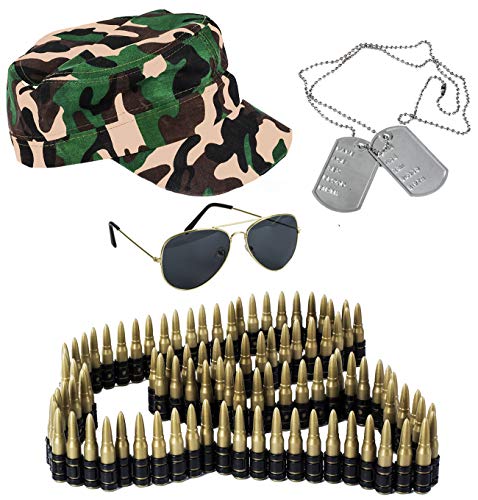 Tigerdoe Army Costume - 4 Pc Set - Soldier Costume - Pretend Play - Camo Trooper - Military Costume - Combat Costume