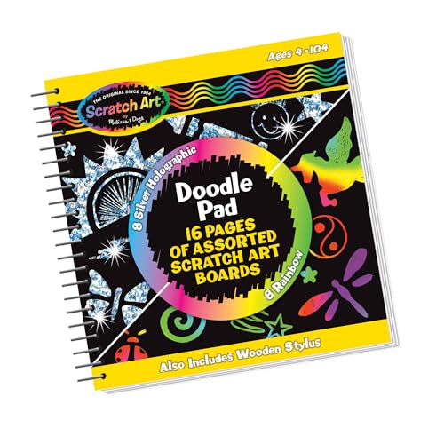 Melissa & Doug Scratch Art Doodle Pad With 16 Scratch-Art Boards and Wooden Stylus - FSC Certified
