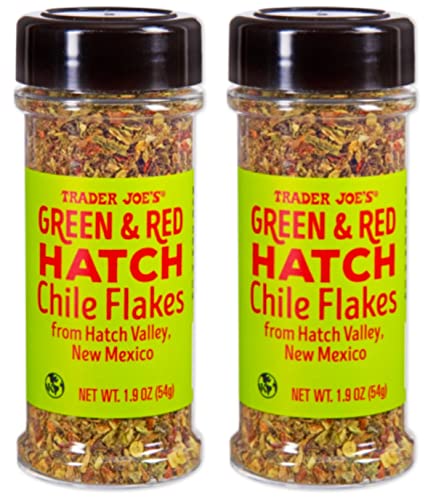 Trader Joe’s Green & Red HATCH Chile Flakes 1.9oz 54g (Two Bottles)