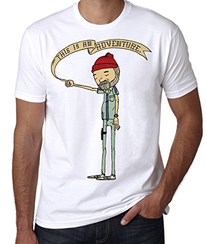 Steve Zissou Art T-Shirt, Wes Anderson Movie Shirt (L) White