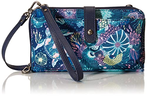 Sakroots Artist Circle Smartphone Crossbody in Eco Twill, Detachable Wristlet Strap, Royal Blue Seascape