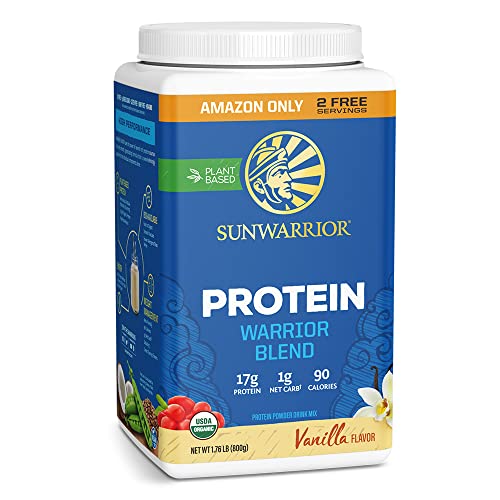 Sunwarrior Vegan Organic Protein Powder Plant-Based | BCAA Amino Acids Hemp Seed Soy Free Dairy Free Gluten Free Synthetic Free Non-GMO | Vanilla 32 Servings | Warrior Blend