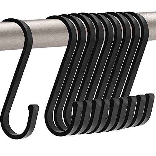 GAViA S Hooks, S Shaped Hooks, Matte Black S Hooks Heavy Duty for Hanging Pots and Pans, Plants, Coffee Cups, Coats, Bags, Towels in Kitchen, Bedroom, Office, Garden, Bathroom, 10 Pack