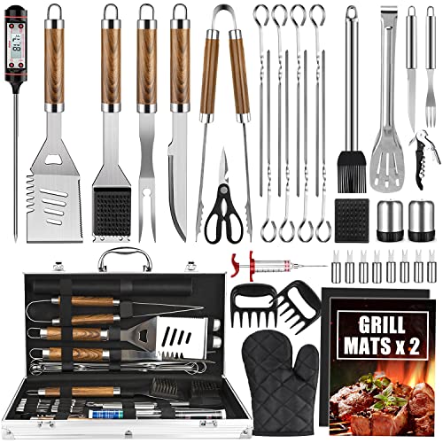 Cifaisi BBQ Grill Accessories Set, 38Pcs Stainless Steel Grill Tools Grilling Accessories with Aluminum Case, Thermometer, Grill Mats for Camping/Backyard Barbecue, Grill Set for Men Women