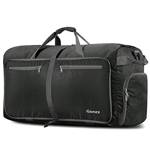 Gonex 80L Packable Travel Duffle Bag Foldable Duffel Bags for Luggage Gym Sports Camping Travelling Cycling Storage Shopping Water & Tear Resistant Gray
