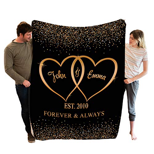 Stylish Gears Made in USA Personalized Blankets for The Closest One to Your Heart Custom Blanket Couple, for Him/Her, Custom Couple Gifts (Two Heart Together)