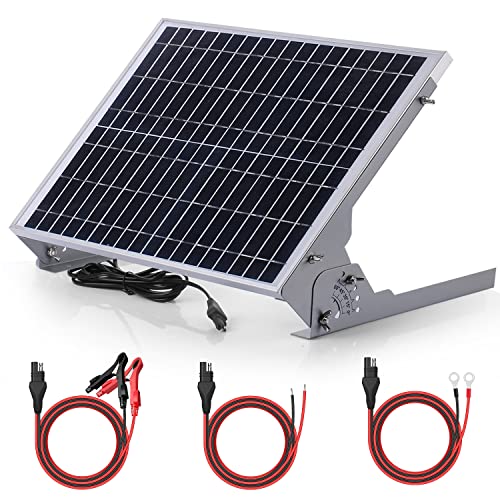 SUNER POWER 12V Solar Battery Charger Maintainer, Waterproof 20W Solar Trickle Charger, High Efficiency Solar Panel Kit, Built-in Intelligent MPPT Controller + Adjustable Bracket + SAE Cable Kits