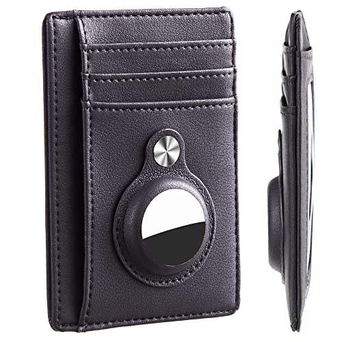 Hawanik Slim Minimalist Front Pocket Air Tag Wallet with Built-in Case Holder for AirTag