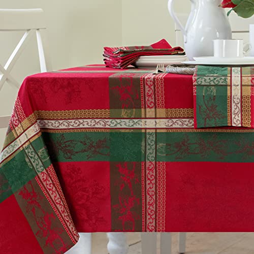 Benson Mills Holiday Legacy Yarn Dyed Jacquard Fabric Table Cloth, Holiday, Winter, and Christmas Tablecloth (Holiday Legacy, 52' x 70' Rectangular)