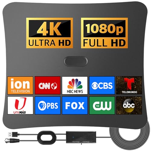 TV Antenna Indoor - Digital Antenna for TV Support 4K 1080p Antenna TV Digital HD Indoor -TV Antenna Indoor for Smart TV and All Older TV's-Signal Booster 16.5FT HD Antenna TV Cable