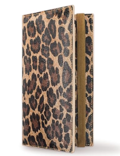 Zreal Checkbook Cover for Men & Women, Premium Vegan Leather Checkbook Holder Slim Wallets for Top & Side Tear Duplicate Checks with RFID Blocking (Dark Leopard)