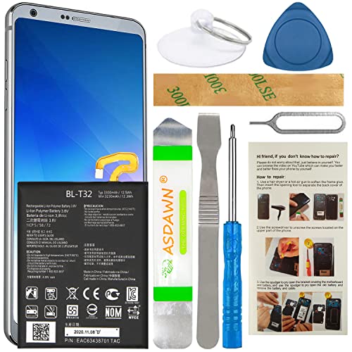 ASDAWN BL-T32 for LG G6 Battery Replacement, for LG G6 LS993 VS998 H870 H871 H872 EAC63438701 with Repair Tool Kit + Installation Instruction