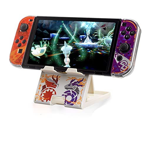 Busjoy Stand for Nintendo Switch, Steam Deck, Switch OLED, Switch Lite, Cute Game Theme Angle Adjustable Holder, Portable Foldable Non-Slip Bracket-White