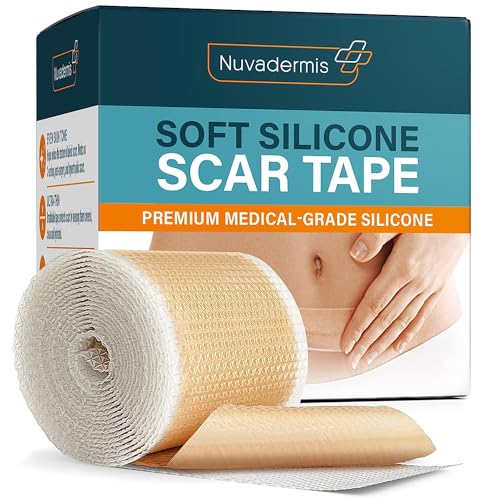 NUVADERMIS Silicone Scar Tape for Surgical Scars - 120' x 1.5' Roll - Extra Long Scar Sheets for C-Section, Tummy Tuck, Keloid, and Surgical Scars - Reusable Medical Grade Silicone Scar Tape - 1 Pack