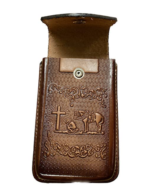 Praying Cowboy Genuine Leather Belt Loop Holster Cell Phone Case