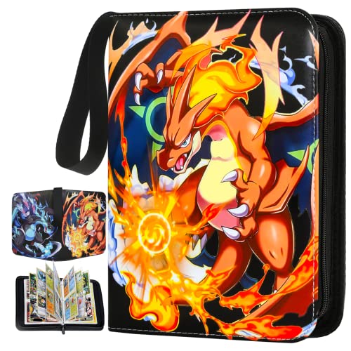 Card Binder for Pokemon Cards Holder 4-Pocket, Trading Binders for Card Games Collection Case Book Fits 400 Cards With 50 Removable Sleeves Display Storage Carrying Case