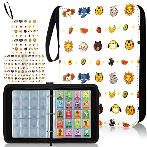 300 Mini Card Game NFC Tag Binder Holder Animal Design Game Pockets Card Holder 1.3 x 1.5 Inch Game Card Holder Carrying Case with Secure Zipper for Various Game Sports Memory Cards Storage Collection
