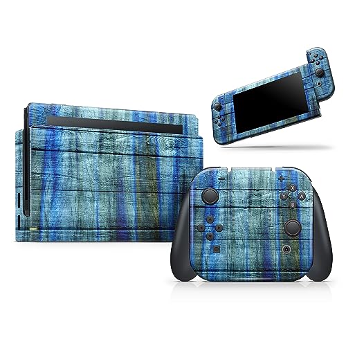 DesignSkinz - Compatible with Nintendo OLED Switch Dock Only - Skin Decal Protective Scratch Resistant Vinyl Wrap Gaming Cover- Blue and Green Tye-Dyed Wood