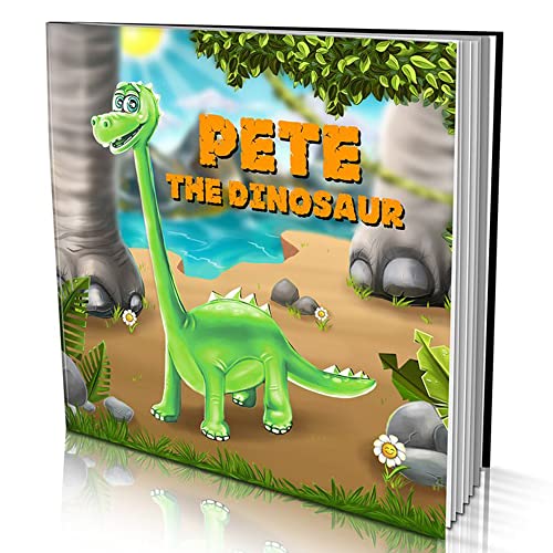 Personalized Story Book by Dinkleboo - 'The Dinosaur' - for Kids Aged 2 to 8 Years Old -A Story About Your Child Going on an Adventure to find a New Dinosaur Friend. Soft Cover. 8'x8'