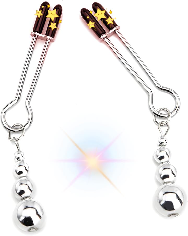 Nipple Clamps for Women Non Piercing Beginner Set Adjustable Sliding with Chain and Choker Non Pierced