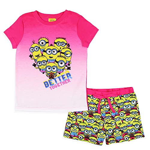 INTIMO Despicable Me Girls' Movie Minions Better Together Sleep Pajama Set Shorts (14/16) Multicolored