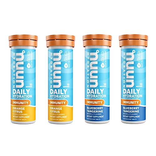 Nuun Hydration Immunity Electrolyte Tablets With 200mg Vitamin C, Blueberry Tangerine + Orange Citrus, 4 Pack (40 Servings)